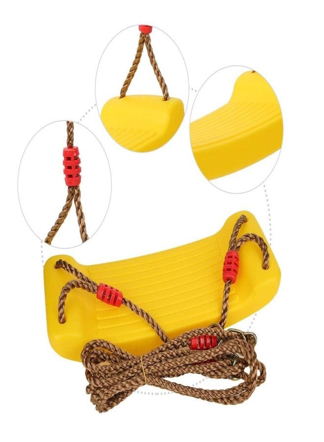 CHARMING TREASURES Kids Indoor Outdoor Plastic Swing Seat with Height Adjustable Rope Strong Tree Swing for Playground Backyard Holds 120Kg for 3-12 Years Kids Children (Yellow) - Image 4